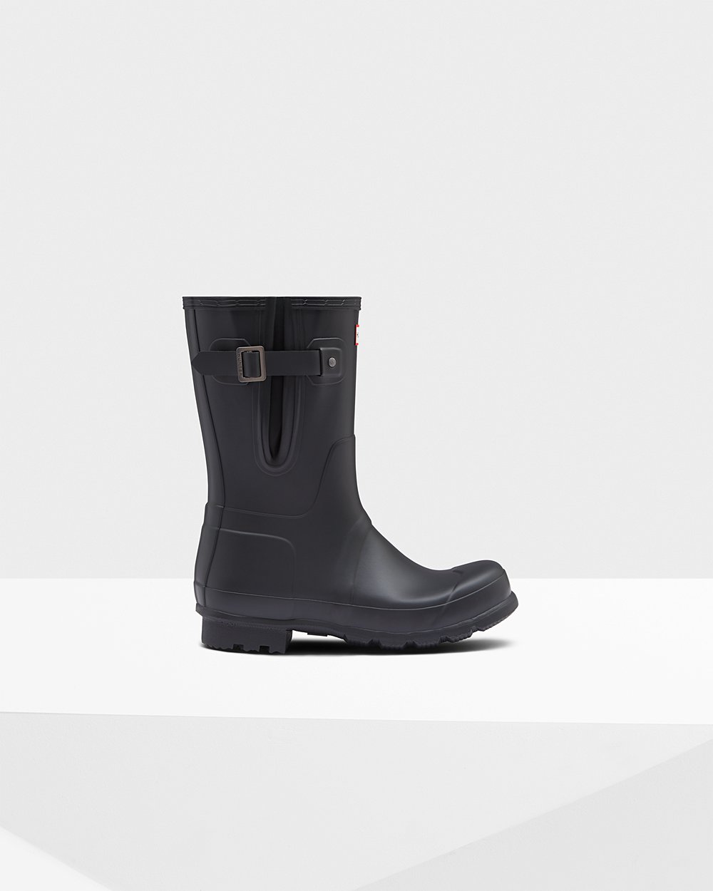 Mens Short Rain Boots - Hunter Original Side Adjustable (48HREAIVZ) - Black